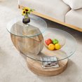 thumbnail image 3 of Table Basse Moderne Minimaliste en Verre Trempé, Bois Naturel, 3 of 22