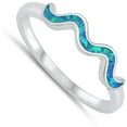thumbnail image 4 of CHOOSE YOUR COLOR Blue Simulated Opal Ocean Water Promise Ring .925 Sterling Silver Band CZ Female Size 7, 4 of 4