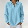 thumbnail image 6 of Tops for Women Long Sleeve Solid Color Casual Waffle Knit Top, 6 of 9