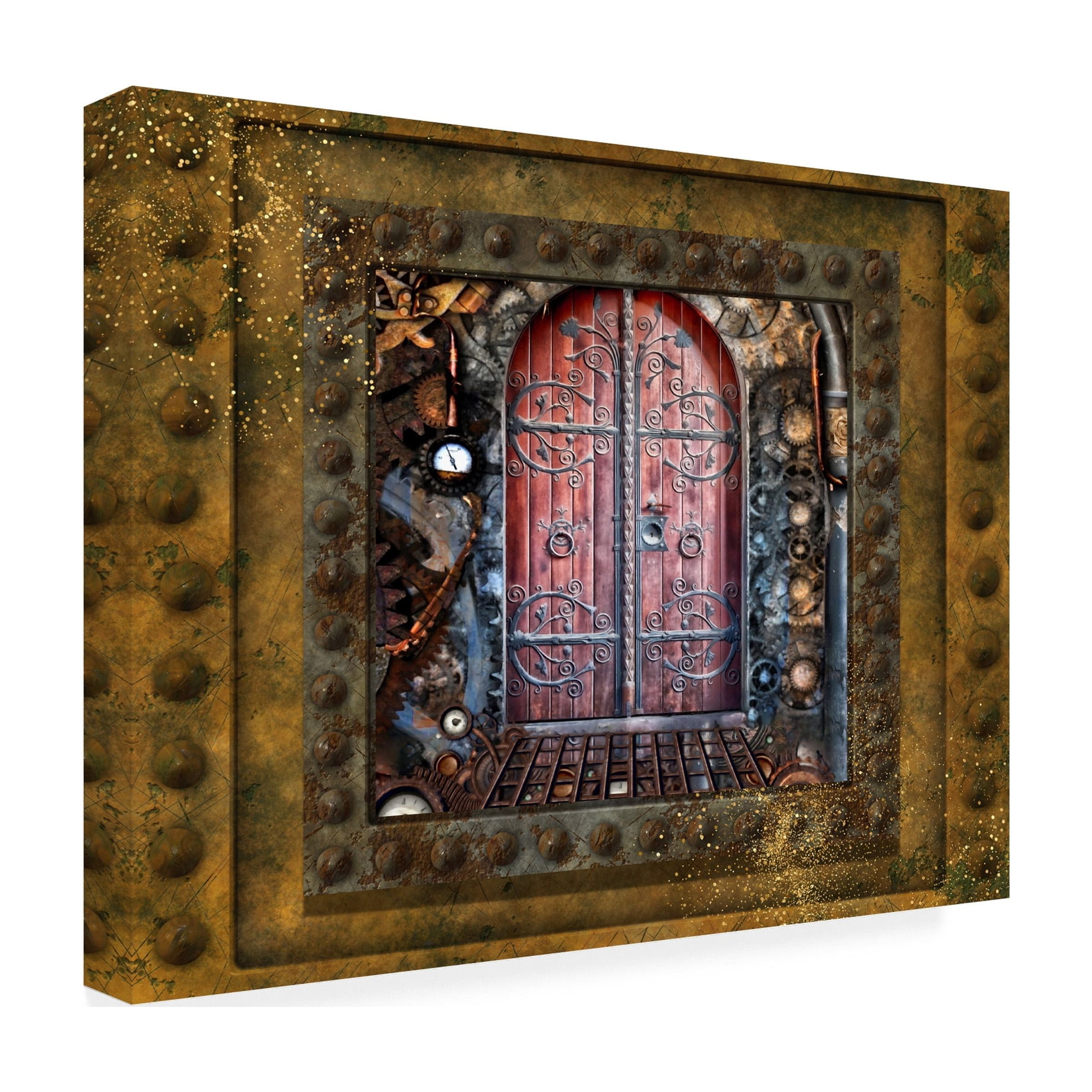 Canvas Wall Art - Tina Mitchell 'Steampunk Door' Wall Art for Living Room, Bedroom, or Office DÃ©cor by Trademark Fine Art - 47 x 47 Inches