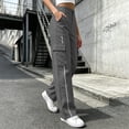 thumbnail image 2 of Ecqkame Cargo Pants for Women Multi Pocket Elastic Waist Straight Leg Solid Outdoor Pant Hiking Work Casual Travel Daily Long Trousers Dark Gray L, 2 of 6