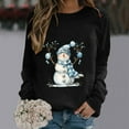 thumbnail image 2 of Bcresic Cute Snowman Shirt for Women Christmas Fleece Sweatshirts Casual Crewneck Long Sleeve Raglan Shirts Fashion Xmas Holiday Pullover Tops Fall Winter Comfy Warm Blouse Clothes,#03_Black,Medium, 2 of 4