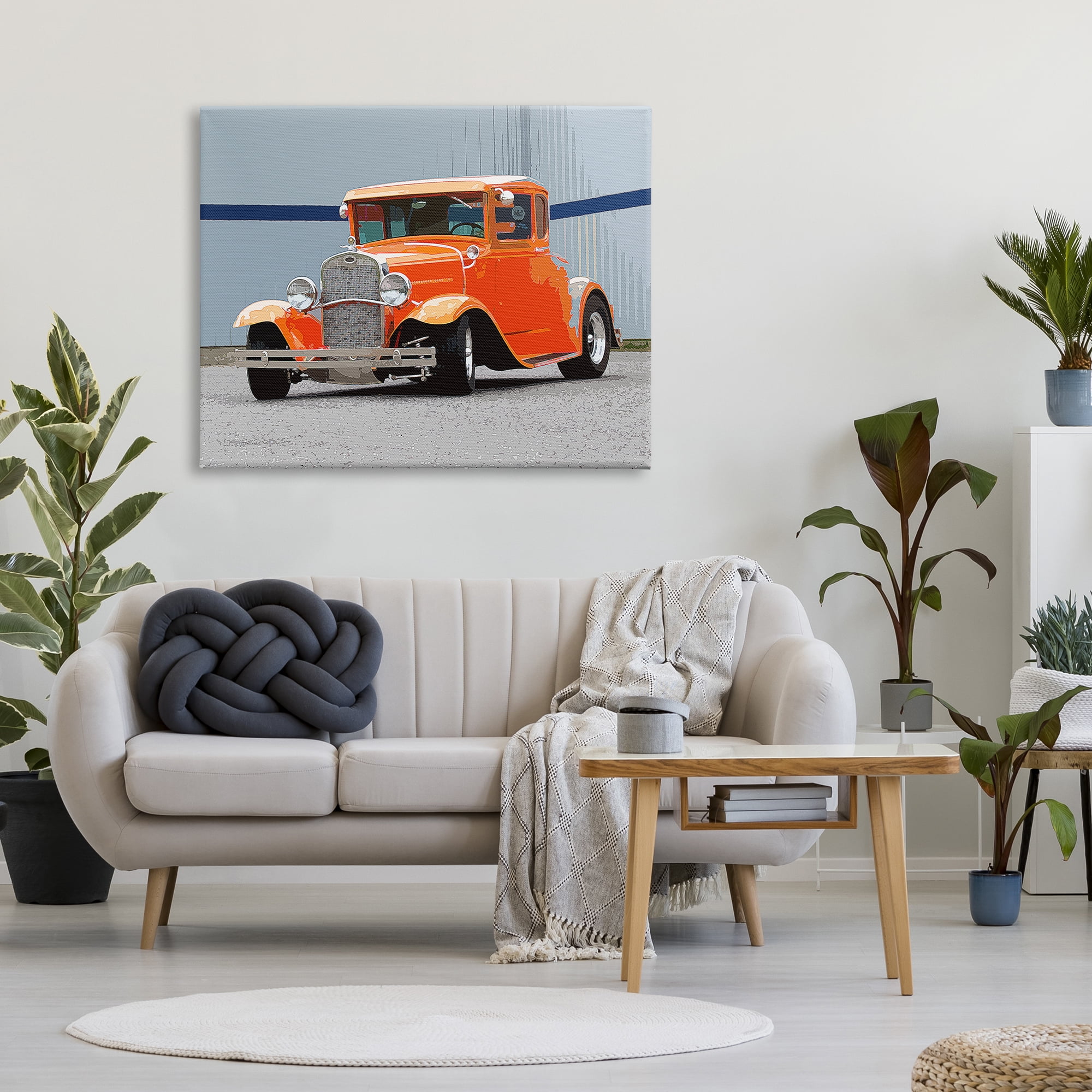 Stupell Industries Antique Orange Buggy Transportation Painting Gallery Wrapped Canvas Art Print Wall Art, 48 x 36