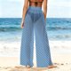 thumbnail image 4 of Pincandy Women See Through Sheer Mesh Pants Beach Swimsuit Bikini Bottom Cover up Party Club Elastic High Waist Wide Leg Pants, 4 of 7