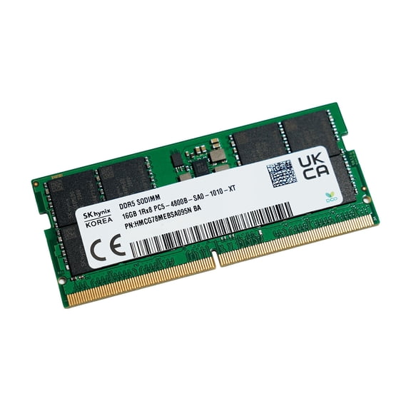 SK Hynix HMCG78MEBSA095N 16GB 1Rx8 DDR5 SDRAM PC5-4800B 262-Pin Non-ECC Unbuffered CL40 1.1V SO-DIMM Laptop Memory Module
