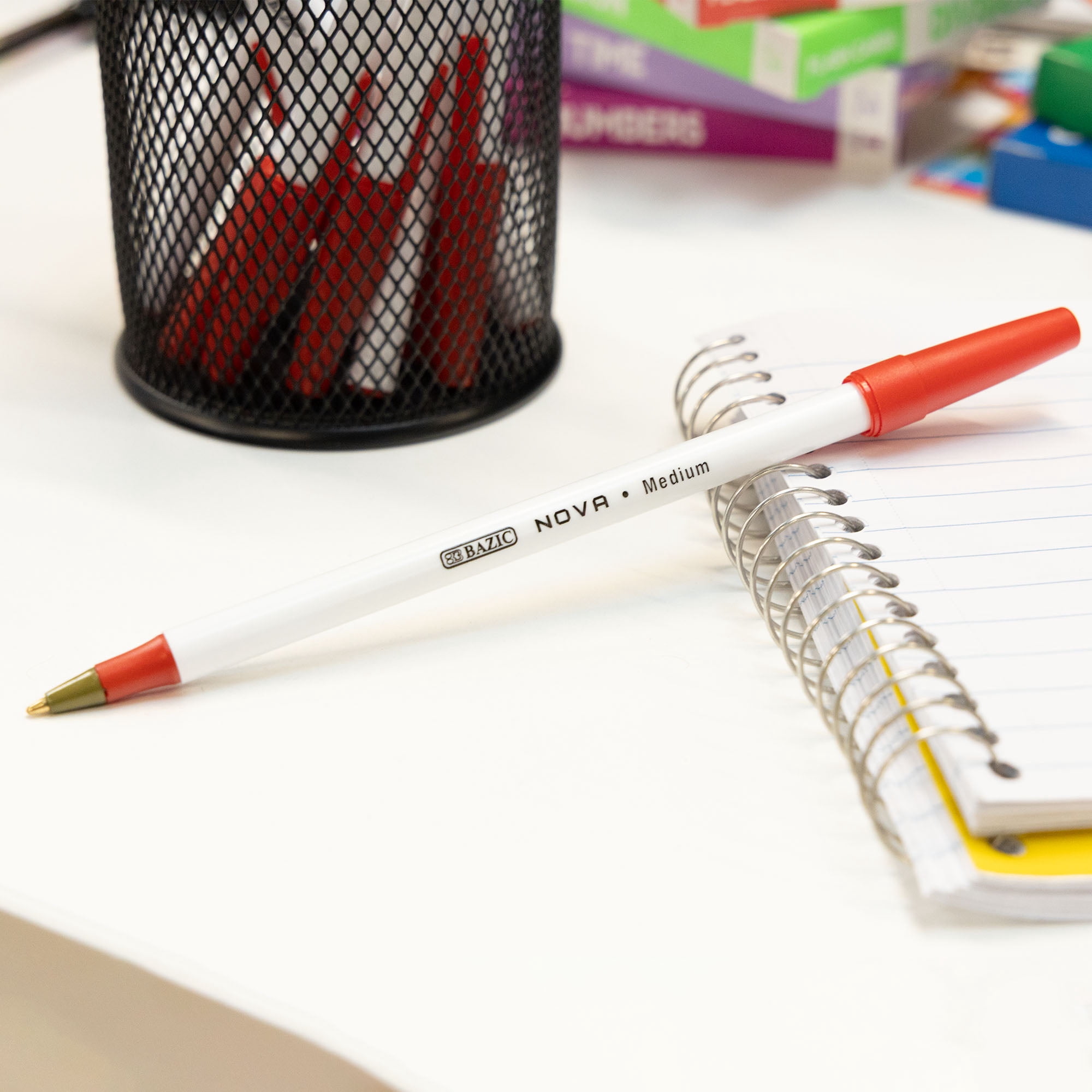 Bazic Products 305002-144 Nova Ballpoint Pen Medium Point, Red