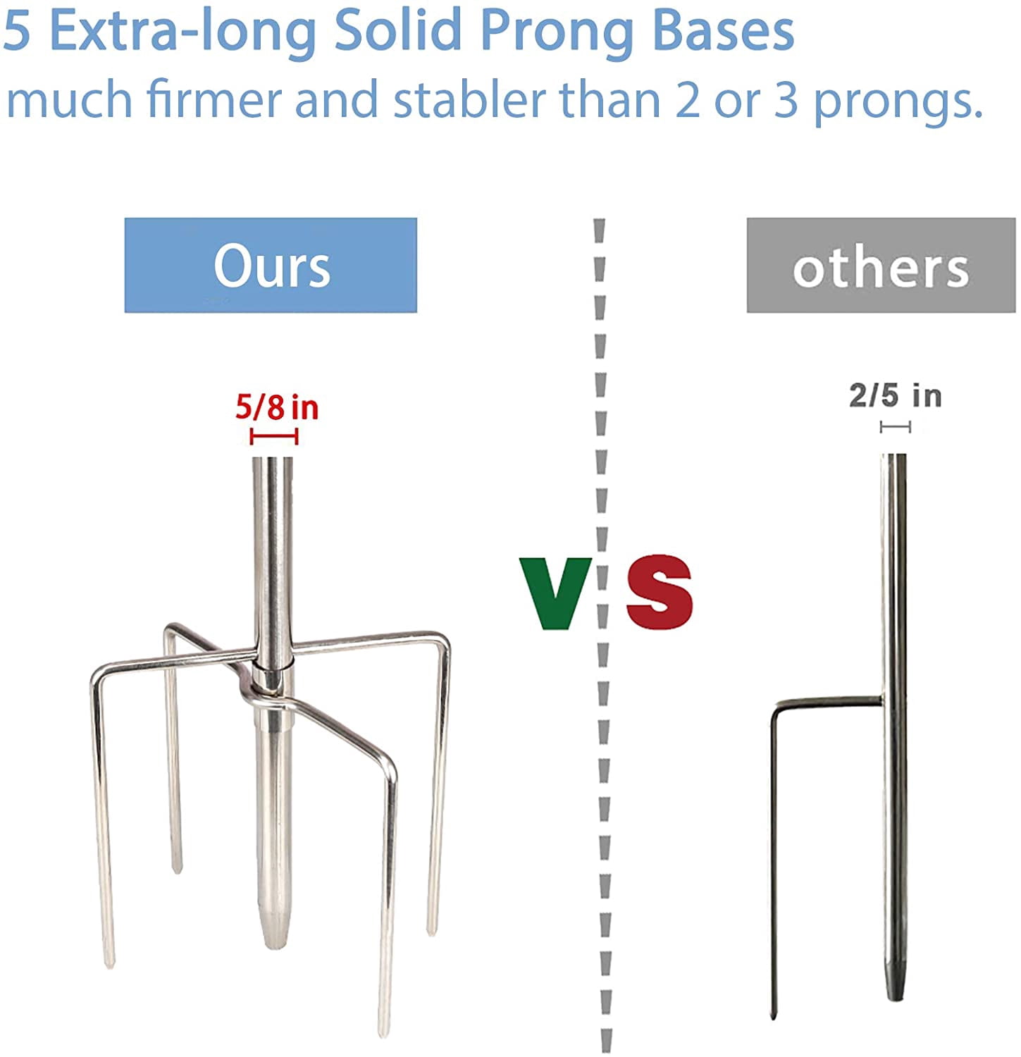 Bird Feeder Pole,30 to 46 inch Adjustable Shepherds Hook Heavy Duty 5 Prong Metal Hanger Hook Garden Plant Hooks for Wedding Decoration(1 Pack)