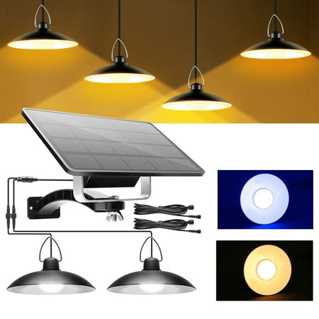 

Rosnek Solar Lights Outdoor LED Solar Pendant Lights with Remote Control 1/2/3/4 Head IP65 Waterproof for Indoor Garden Patio Garage Camp