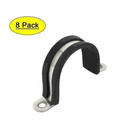 

30mm Dia Rubber Lined U Shaped 304 Stainless Steel Pipe Clip Hose Clamp 8pcs