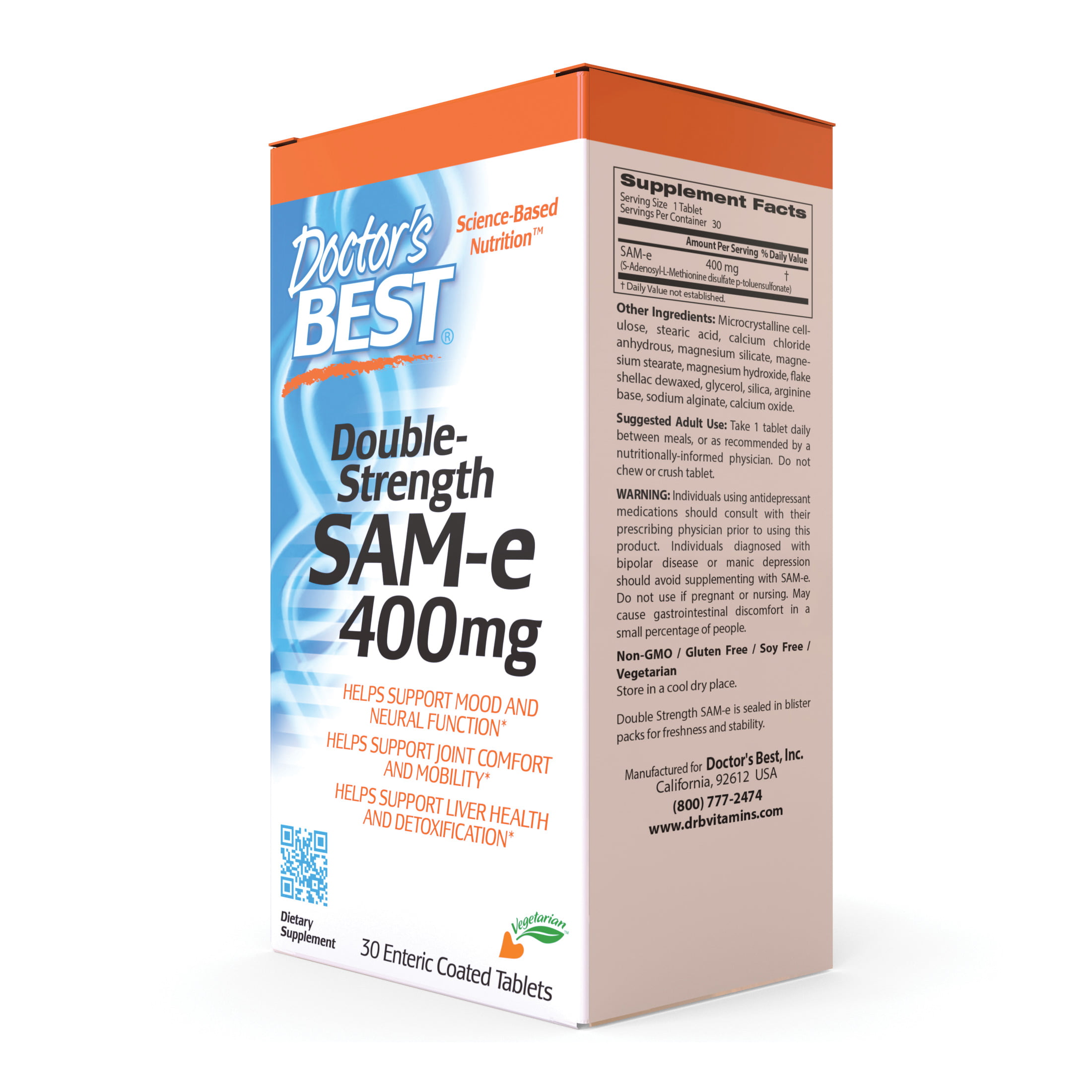 Doctor's Best S-Adenosyl-L-Methionine 400mg x30 Enteric Coated Tablets 