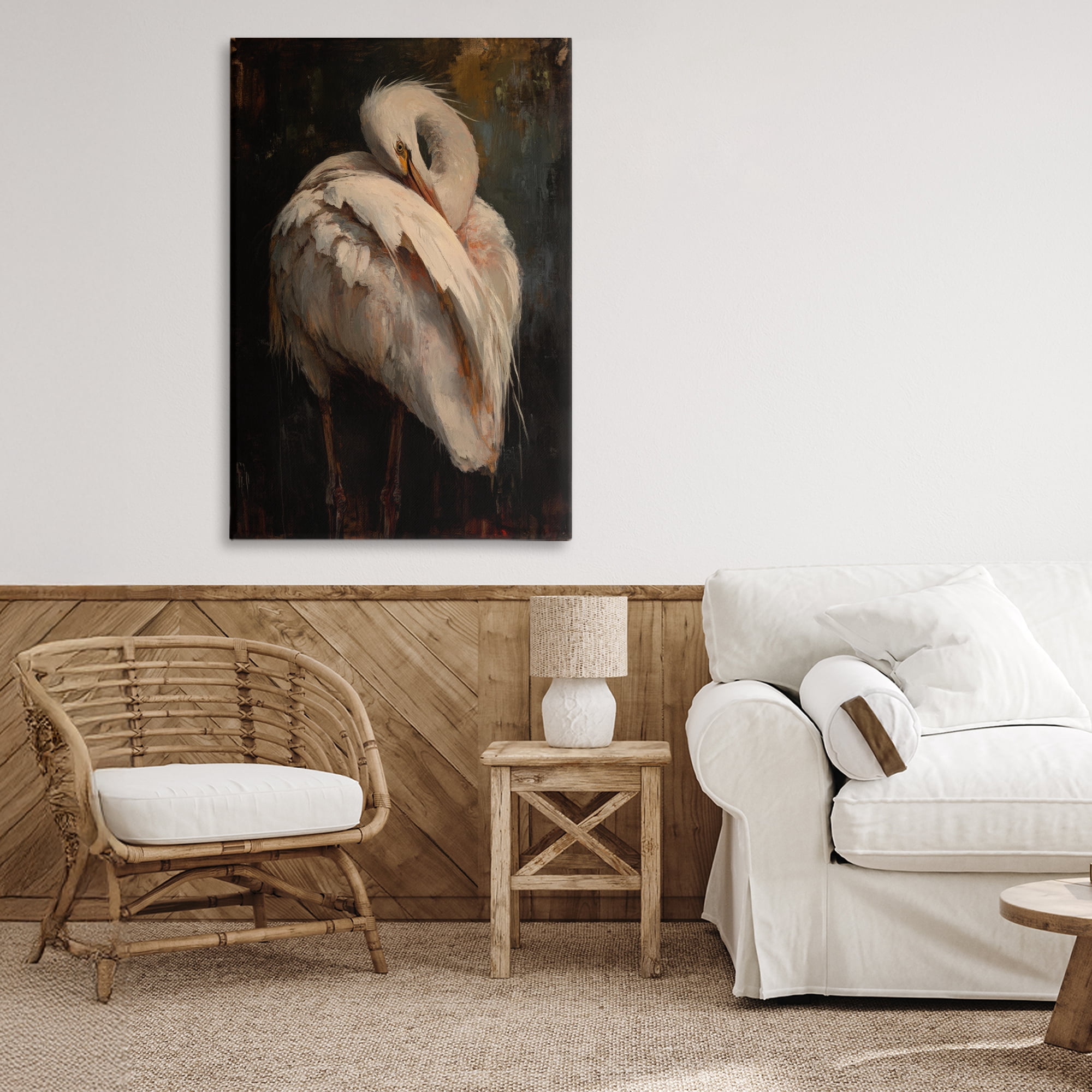 Stupell Industries Sleeping Egret in Golden Light Canvas Wall Art, design by Petal Prints Design