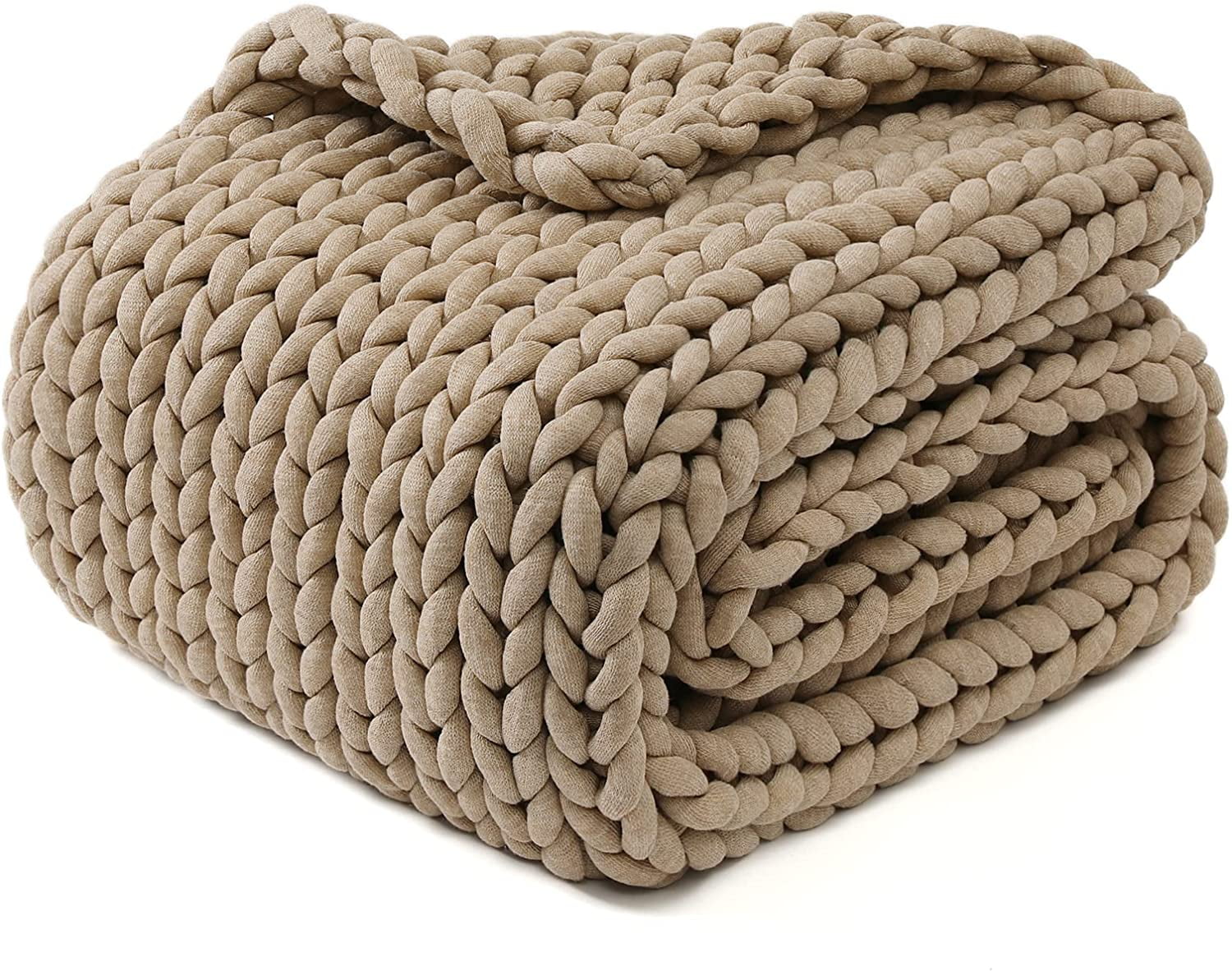 YnM Chunky Throw Blanket, MediumWeight, Hand Knitted, Skin Friendly