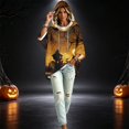 thumbnail image 2 of FGVCTG Halloween Sweatshirts for Women Drawstring 3/4 Sleeve Halloween Hoodie Ghost Graphic Spooky Oversized Pullover Hoodies Gold 3XL, 2 of 5