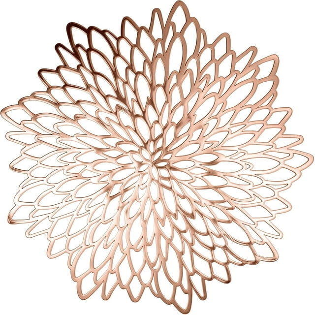 Six Napperons Ronds Dorés, en PVC Résistant à la Chaleur avec une Brillance Métallique Luxueuse, Parfaits pour l'Action de Grâce, Noël et Décorations de Fête de Mariage. Faciles à Nettoyer., Or Rose