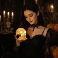 thumbnail image 5 of Halloween Skeleton Light White Skull with Red Rose Spooky Home Decor Goth Home Decor Gothic Home Decor Day of The Dead Decorations Vintage Halloween Decor Indoor Outdoor Halloween, 5 of 7