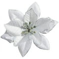 thumbnail image 1 of Bienvenido Poinsettia Decoraciones navideñas Flores de Pascua con purpurina para decoraciones de árboles de Navidad (paquete de 12) (plateado), 1 of 7