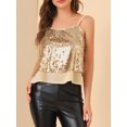 thumbnail image 5 of Allegra K Women's  Sleeveless Crop Camisole Contrast Panel Sequin Vest Chiffon Tank Tops, 5 of 6