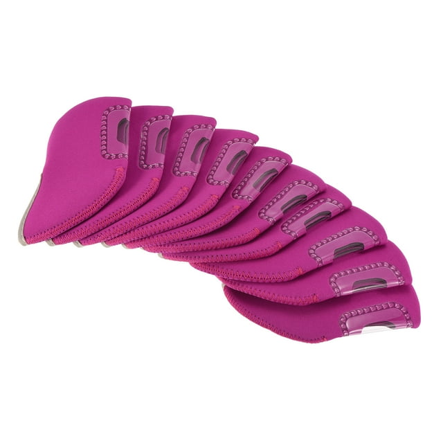 Unique Bargains Protection Sleeve Visible Window Golf Club Iron Head Covers Rose Red 10 Pack