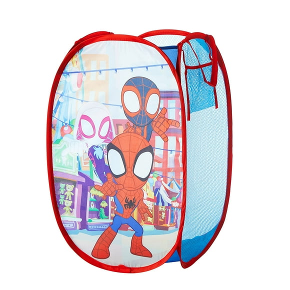 Disney Jr. Spidey and His Amazing Friends Cesto de almacenamiento y lavandería emergente, 21" de alto x 13.5" de ancho x 13.5" de largo