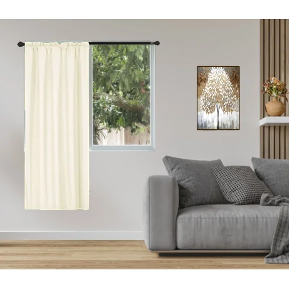 Gorgeous Home Linen 1-Piece 70% Blackout Rod Pocket Solid Window Curtain Panel With Lined Backing 35" X 63" R64 Ivory