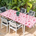 thumbnail image 2 of Valentines Day Table Cloths for 8 Foot Rectangle Tables, Pink Love Heart Patio Waterproof Elastic Fitted Tablecloths, Washable Rectangular Table Cover for Camping, 2 of 8