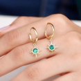 thumbnail image 5 of Rosec Jewels Natural Emerald Sunburst Drop Hoop Earrings for Women - AAA Quality, 14K Yellow Gold, 5 of 8