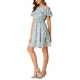 thumbnail image 4 of Allegra K Women's Floral Printed Smocked Waist Ruffle Cold Shoulder Dress, 4 of 6