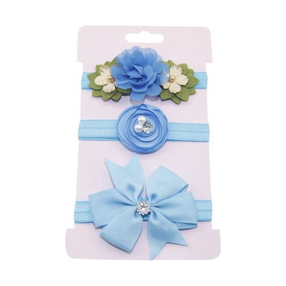 3PCS Baby Girls Infant Boutique Wave Hair Flower Headband Hair Bow Band