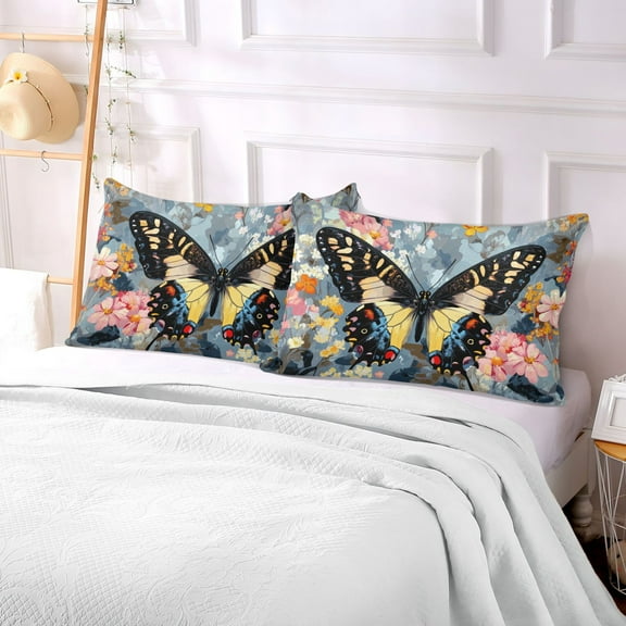 Pillow Case Plush Pillow Butterfly on Floral Case standard size/King size/Queen size Bed Pillow Pillowcases