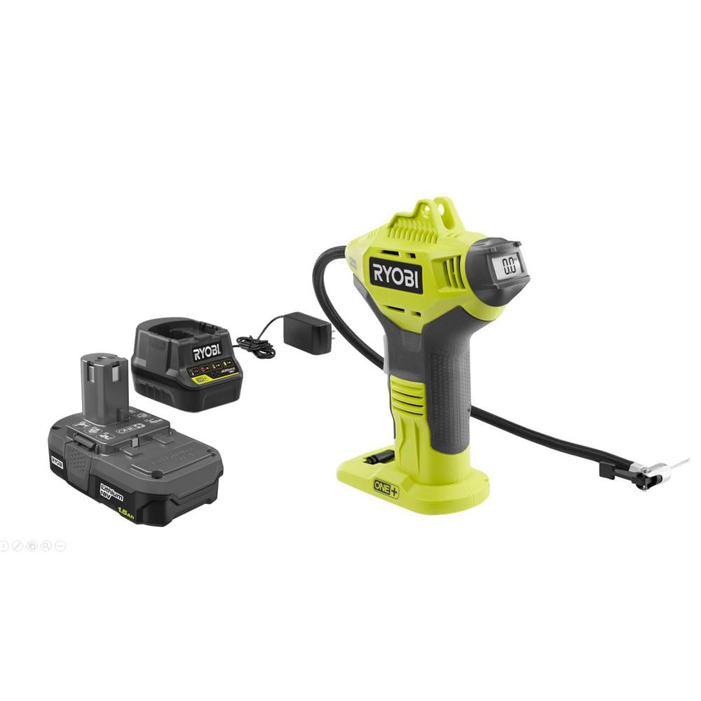 Ryobi P737dkn 18 Volt One Lithium Ion Cordless Power Inflator Kit With 1 5 Ah Battery And 18 Volt Charger Walmart Com Walmart Com
