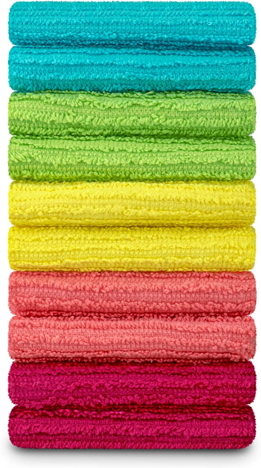 Decorrack 10 Pack 100% Cotton Bar Mop, 16 x 19 inch, Ultra Absorbent, Heavy Duty Kitchen Cleaning Towels, Teal Green (10 Pack)
