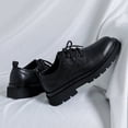 thumbnail image 4 of Zapatos de cuero pequeños para hombre, estilo británico, zapatos de hombre de gran tamaño, zapatos de moda antiguos con doble cordón negro, 4 of 5