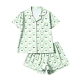 thumbnail image 2 of WAYUTE Halloween Theme Girls Pajamas Ghost Print Short Sleeved Button Down Lapel Shirts and Shorts for Kids Pjs Loungewear Casual Holiday, 2 of 4
