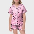 thumbnail image 2 of Sopiago Girls Pajamas Set Soft Short Sleeve Pjs Set Button-Down Sleepwear Nightwear Loungewear Pink,10-11 Years, 2 of 5