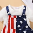 thumbnail image 6 of Coerni Toddler Boys Girls Independence Day Short Sleeve Solid Round Neck T Shirt Tops & Overalls Shorts 2pc Outfits, 6 of 9