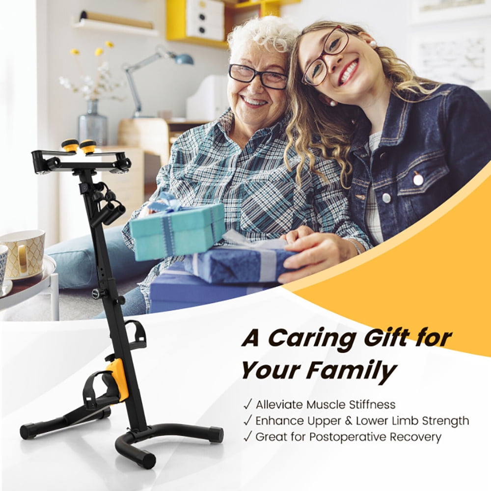 Demifill Folding Pedal Exercise Bike with Adjustable Resistance, Mltifunctional Pedal Exercise with 4 Exercise Modes, Workout & Strength Training for Home Gym, Yellow