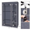 thumbnail image 2 of UBesGoo Portable Clothes Closet Non-woven Fabric Wardrobe Double Rod Storage Organizer Gray, 2 of 6
