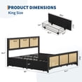 thumbnail image 2 of Boho Cane Design Rattan Platform Bed Frame with LED Headboard – King Size, 4 Large Storage Drawers, Sturdy Metal Slats, Noise-Free, No Box Spring Needed, Easy Assembly – Headboard & Footboard, 2 of 6