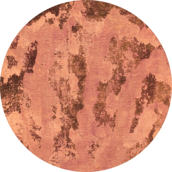 Ahgly Company Indoor Round Abstract Orange Modern Area Rugs, 5' Round