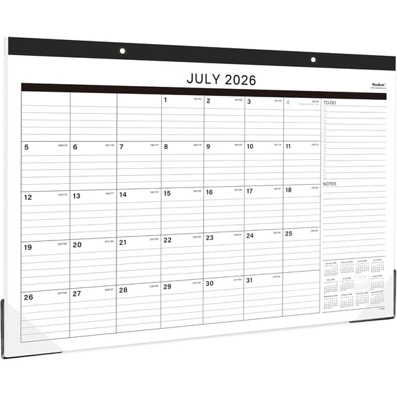 Desk Calendar 2026-2027 - 18 Months Desk Calendar 2026-2027, Jul 2026 - Dec 2027, 2026-2027 Calendar with 17" x 12" Thick Paper, Twin-Wire Binding & Hanger, Julian Dates