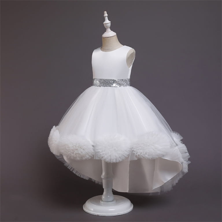 white graduation dress for little girls Gubotare Toddler Graduation Dress Girls Pageant Princess Flower Dress Kids  Prom Puffy Ball Gowns (White,Size 9-10 Years)