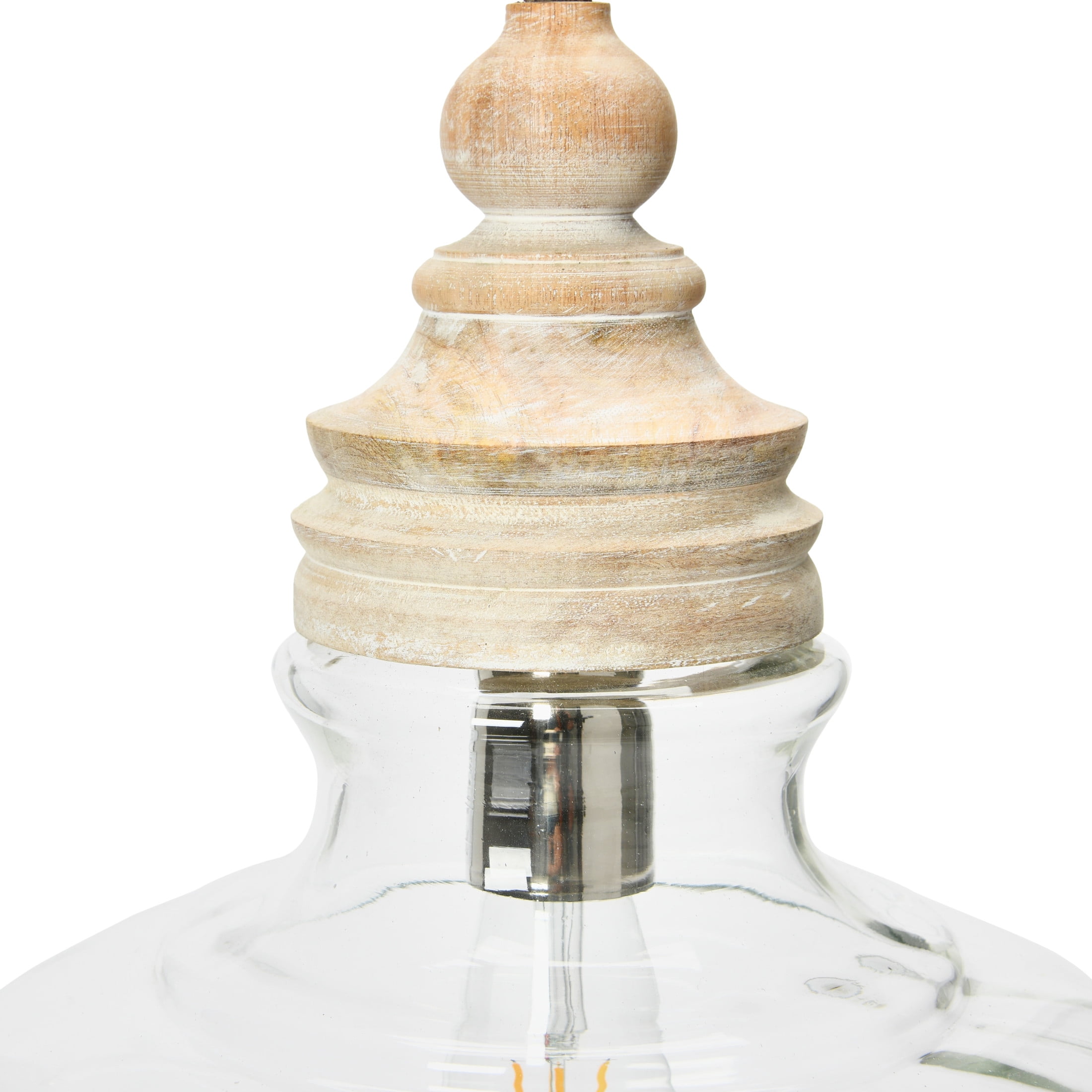 Creative Co-Op Distressed Mango Wood Ceiling Light, Cream and Natural