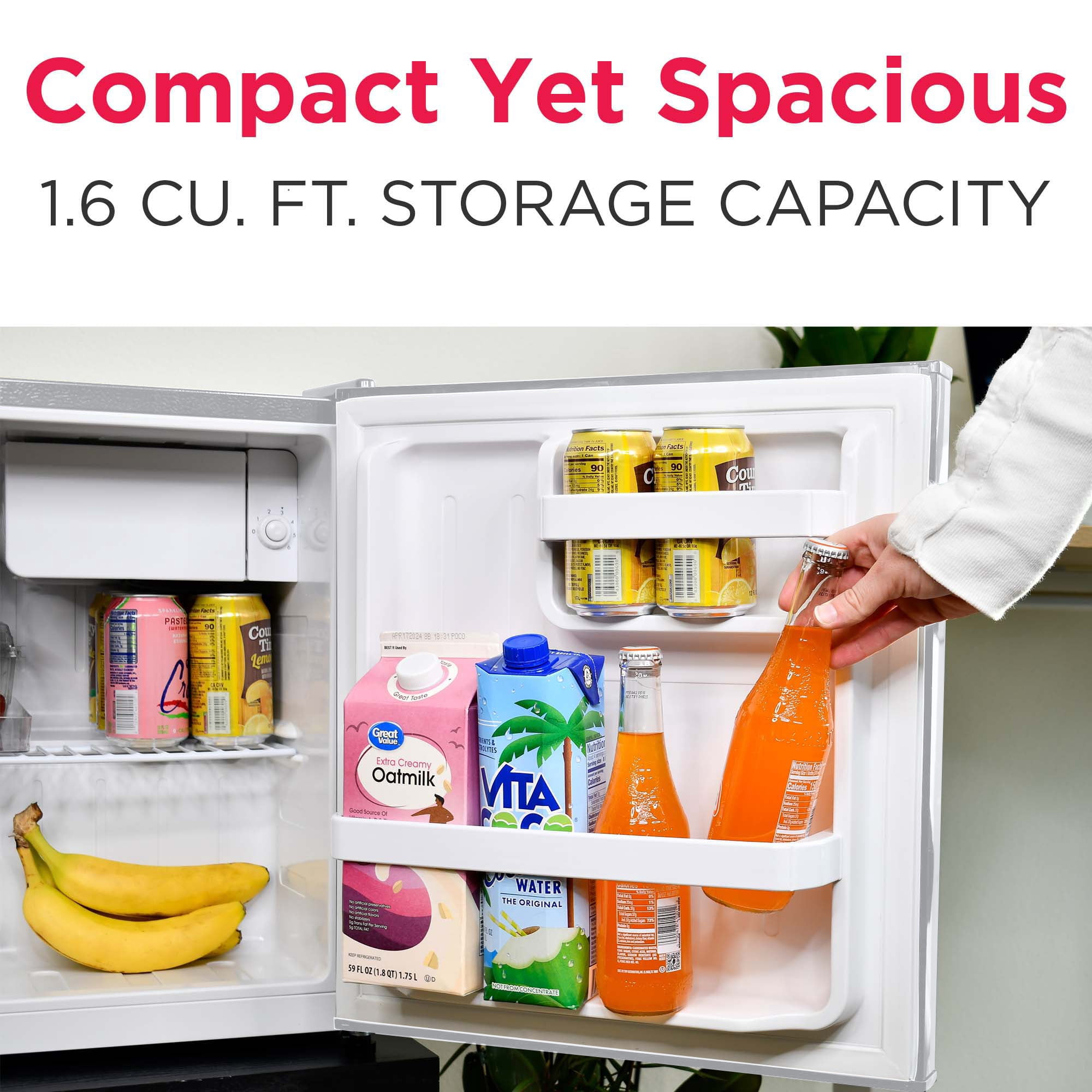 Frigidaire 1.6 Cu. ft. Compact Retro Refrigerator with Chiller Compartment, Mini Fridge with Side Bottle Opener, Moonbeam
