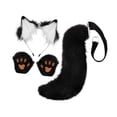 thumbnail image 4 of Orejas y cola de zorro para cosplay para mujeres y niñas, accesorios de cosplay, disfraz de Halloween de peluche blanco negro, 4 of 9