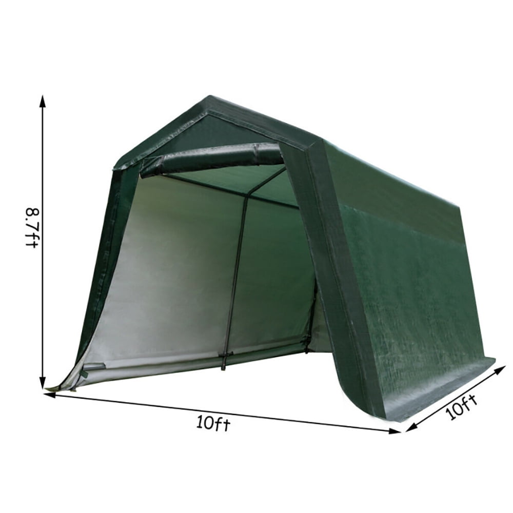Spaco Outdoor Carport Shed with Sidewalls and Waterproof Ripstop Cover-10 x 10 ft, Extra Large Portable Car Tent Garage for Car, SUV Shelter Logic Storage