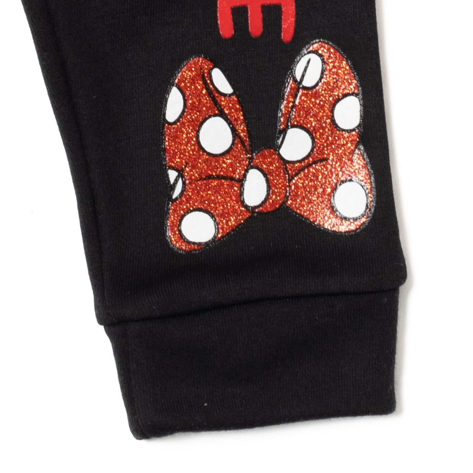 Disney Minnie Mouse Little Girls' 2-Piece Fleece Sweatshirt and Pants Set Red Black Minnie