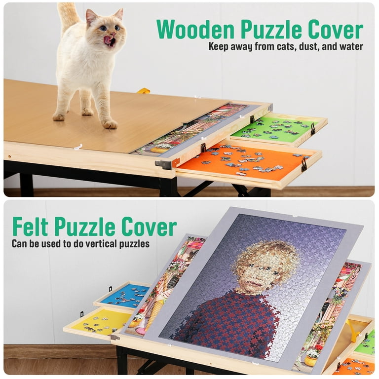 Fanwer Portable Jigsaw Puzzle Board Table 1500 Pieces with Cover, Legs and  Drawers & Reviews