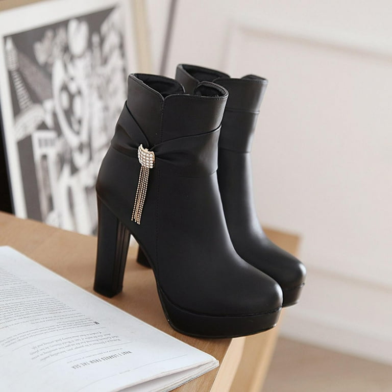 asdoklhq Clearance Women Shoes Under 10 Women Retro Flat Bottom Shoes Casual Boots Plus Size Slip On Double Zipper Shoes