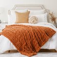 thumbnail image 4 of Battilo Fuzzy Faux Fur Throw Blanket, Soft Warm Reversible Rabbit Fur Blanket for Bed Couch, Orange Throw Blanket for Fall Winter and Spring, 50x60 Inches, 4 of 5