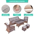 thumbnail image 5 of Angora Elegance Rattan Outdoor Furniture Set – Stylish Garden and Patio Set with Table, Triple Chair, 2 Single Armchairs, and 2 Stools, Conversation Sets Best for Yard, Pool or Backyard, Brown, 5 of 13